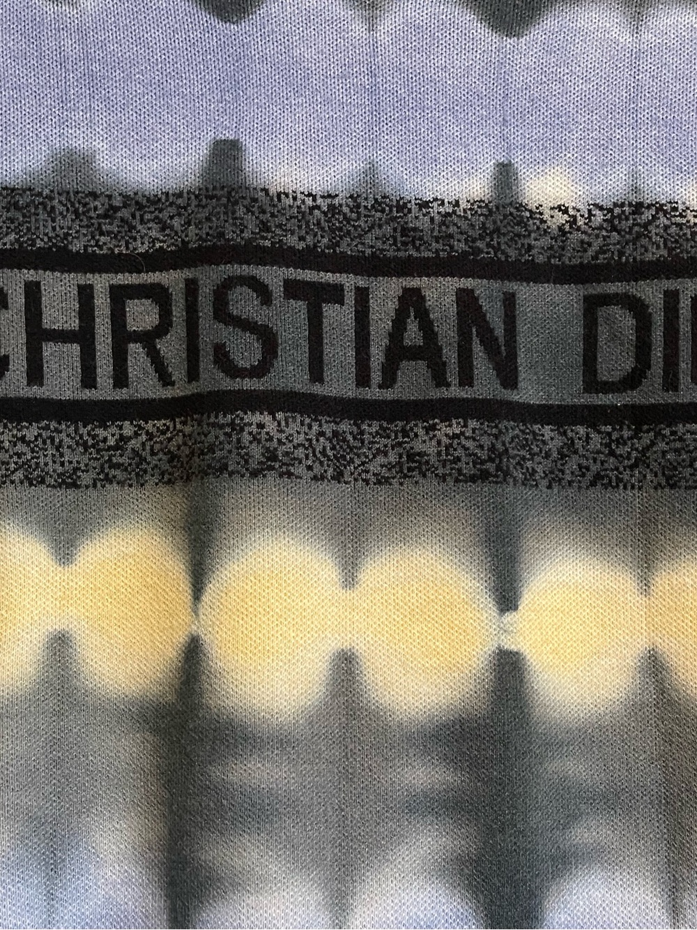 Dior Green Crewneck with Blue and Yellow Tie-Dye Stripes - Picture 6 of 9